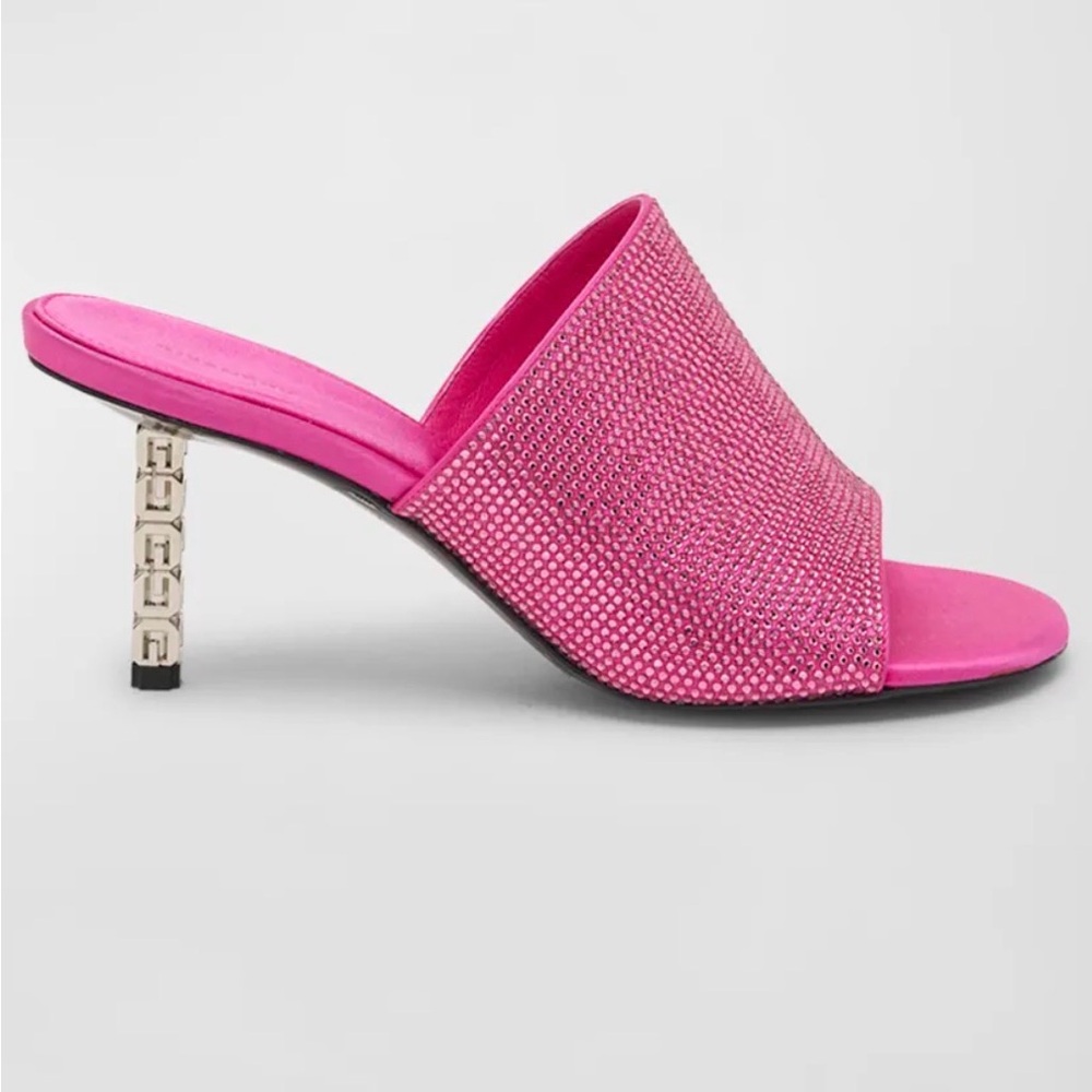 Givenchy Strass 4G Slim Cube-Heel Mule Sandals US 9